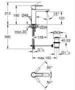 Grohe Lineare Sifon Kumandalı Lavabo Bataryası, Fırçalı Sert Grafit - 32114AL1 - Lavabo Bataryası - 3
