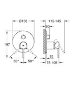 Grohe Plus Ankastre Banyo Bataryası (3 Yollu, Sıva Üstü Grubu), Fırçalı Sert Grafit - 24093AL3 - Ankastre Banyo Bataryası - 1