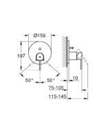 Grohe Plus Ankastre Banyo/Duş Bataryası (Sıva Üstü Grubu), Fırçalı Sert Grafit