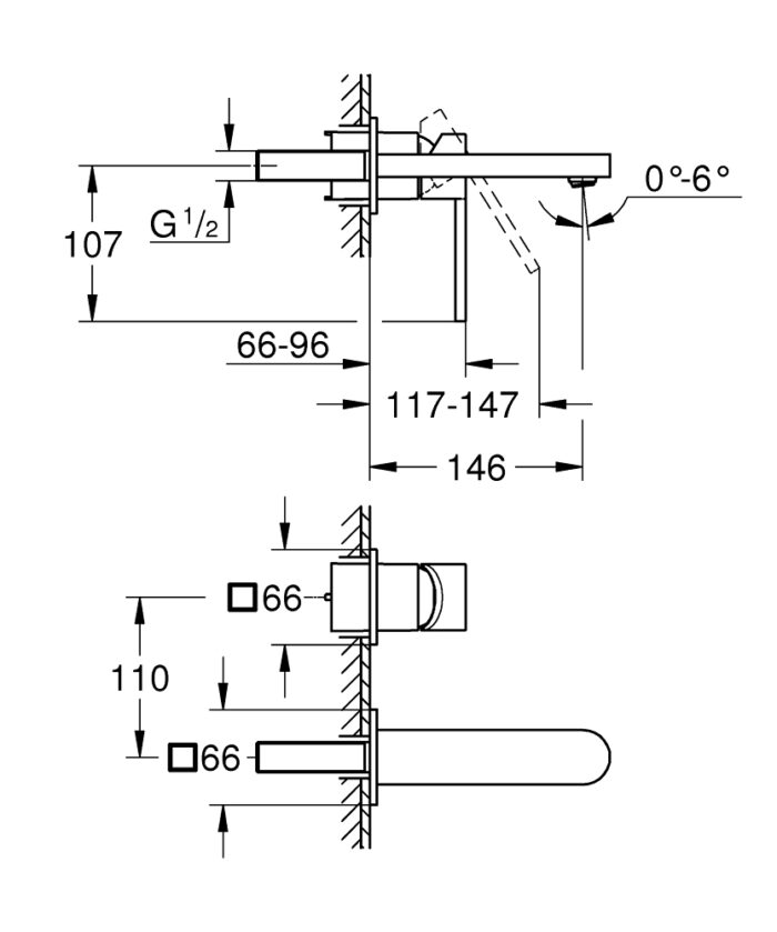 Grohe Plus Ankastre Lavabo Bataryası, (Sıva Üstü Grubu) M-Boy