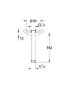 Grohe Rainshower Tavan İniş Borusu 142 mm - 28724000 - Tepe Duş Borusu - 1