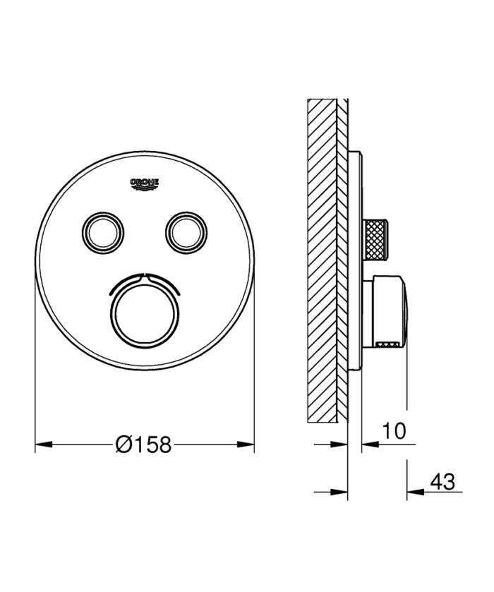 Grohe SmartControl Akış Kontrollü Ankastre Banyo Bataryası (2 Yollu, Sıva Üstü Grubu) - 29145000 - Ankastre Banyo Bataryası - 1