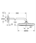 Grohe Tempesta 250 Yuvarlak Tepe Duşu Tek Akışlı, 25 cm (Duvardan Dirsek Dahil), Mat Siyah - 266682430 - Tepe Duşları - 2