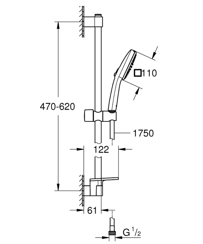 Grohe Tempesta Cube 110 Sürgülü Duş Seti, 2 Akışlı - 26907003 - Sürgülü Duş Setleri - 3