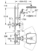 Grohe Tempesta System 250 Cube Duvara Monte Termostatik Banyo Bataryalı Duş Kolonu - 26975001 - Duş Paneli ve Kolonu - 4