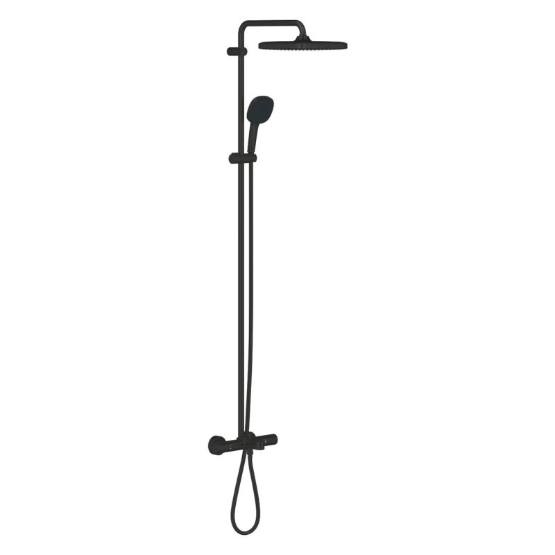 Grohe Tempesta System 250 Cube Duvara Monte Termostatik Banyo Bataryalı Duş Kolonu, Mat Siyah - 266912431 - Duş Paneli ve Kolonu