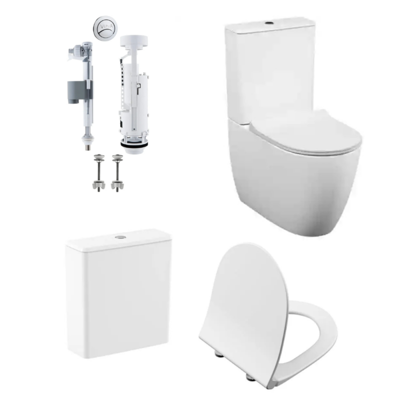 Vitra | Banyocu.com.tr Vİtra Sento Takım Klozet Seti - 5987B003-0092+5639B003-0108+120-003-009+330B1610 - Takım Klozet