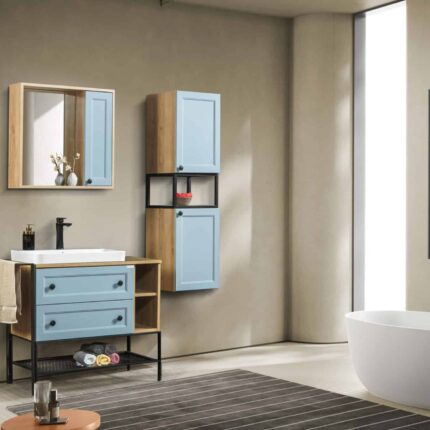 Bagnora Practical 95 cm Buz Mavisi Banyo Dolabı (Boy Dolapsız)