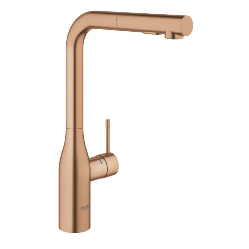 Grohe Essence Spiralli Eviye Bataryası, 2 Akışlı, Fırçalı Bakır - 30270DL0 - Spiralli Mutfak Eviye Bataryası