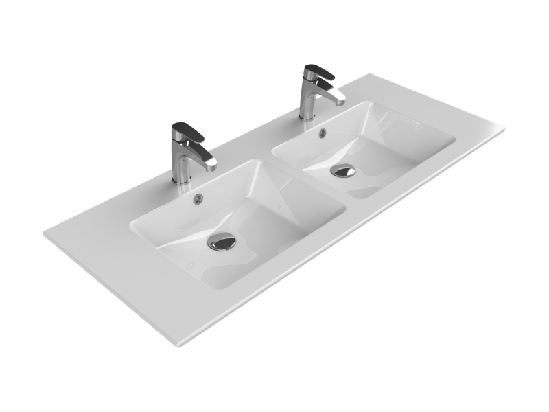 Cerastyle İbiza Etajerli Lavabo 121x51 cm (Çift Hazneli, Çift Batarya Delikli) Cerastyle İbiza Etajerli Lavabo 121x51 cm (Çift Hazneli, Çift Batarya Delikli) - Görsel 1