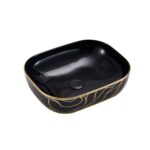 Lena EH-2031AS2 Tezgah Üstü Lavabo Parlak Altın & Siyah