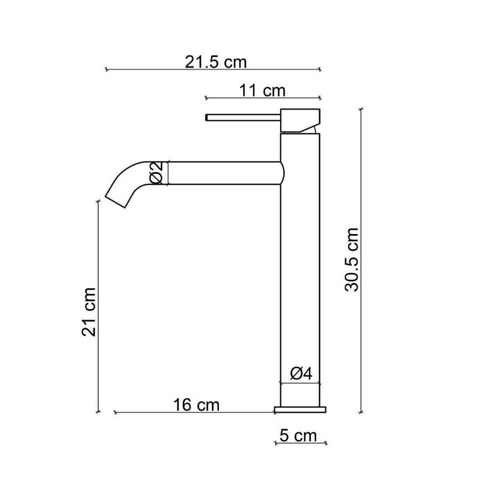 Fontana FJ-SS2027 Mat Füme Yüksek Lavabo Bataryası - Görsel 2