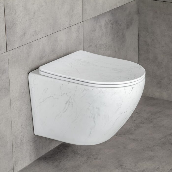 Lena ET-W1200M8 Asma Klozet Mermer Desenli Mat Beyaz - Görsel 4
