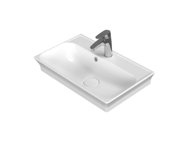 Cerastyle Blue Etajerli Lavabo 60x38 cm (Seramik Kapak Dahil) - VB041T62U003Y01102 - Dolap Uyumlu Lavabolar, Etajerli Lavabo