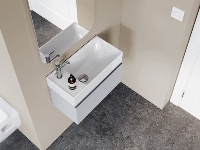 Cerastyle Sharp Etajerli Lavabo 50x25 cm (Soldan Batarya Delikli) - WB012F22L003Y01102 - Mini Lavabo, Asma Lavabo, Etajerli Lavabo - 1