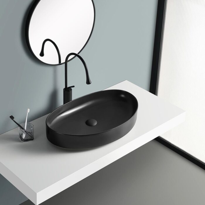 Lena EY-4714MS Tezgah Üstü Lavabo Mat Siyah - Görsel 3