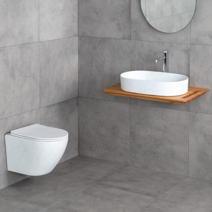 Lena ET-W1200M8 Asma Klozet Mermer Desenli Mat Beyaz - ET-W1200M8 - Asma Klozet - 2