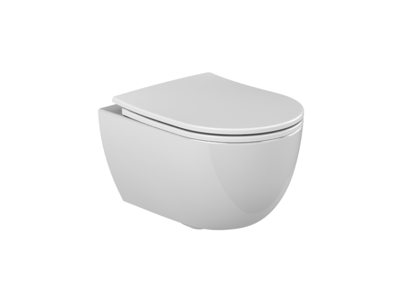 Turkuaz Bella Rimless Asma Klozet 48 cm + Bella Slim Yavaş Kapanan Bas-Çıkar Klozet Kapağı Duroplast (UF) - SET005026-1 - Asma Klozet