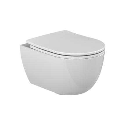 Turkuaz Bella Rimless Asma Klozet 48 cm + Bella Slim Yavaş Kapanan Çek-Çıkar Klozet Kapağı (PP) - SET005025-1 - Asma Klozet