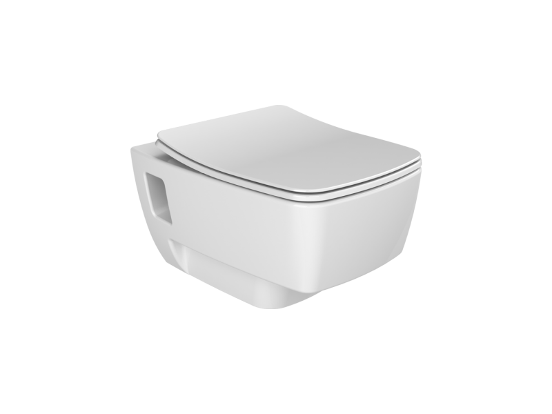 Turkuaz Mona Rimless Asma Klozet + Yeni Mona Slim Yavaş Kapanan Bas-Çıkar Klozet Kapağı Duroplast (UF) - SET006019-1 - Asma Klozet