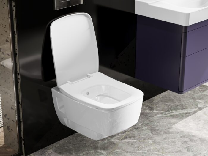 Turkuaz Mona Rimless Asma Klozet + Yeni Mona Slim Yavaş Kapanan Çek-Çıkar Klozet Kapağı (PP) - SET006021-1 - Asma Klozet - 1