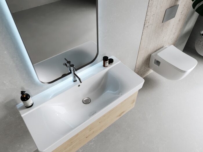 Turkuaz Yeni Mona Etajerli Lavabo 80x45 cm - VB006S42U003Y01102 - Etajerli Lavabo - 1