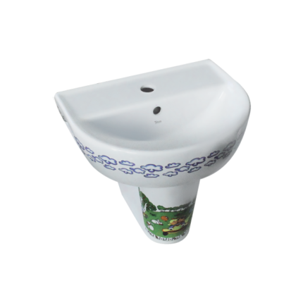 Turkuaz Yumurcak Lavabo 35x45 + Yumurcak Yarım Ayak - WB005E12U005S02102 - Çocuk Banyo Ürünleri