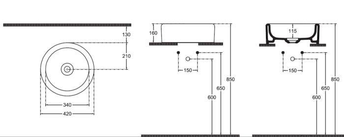 Isvea Curvo Tezgah Üstü Lavabo, 42 cm - Görsel 2