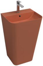 Isvea Sott’Aqua Yerden Monoblok Lavabo 50 cm, Terracotta - 10SQ37001-2U - Monoblok Bütün Lavabo