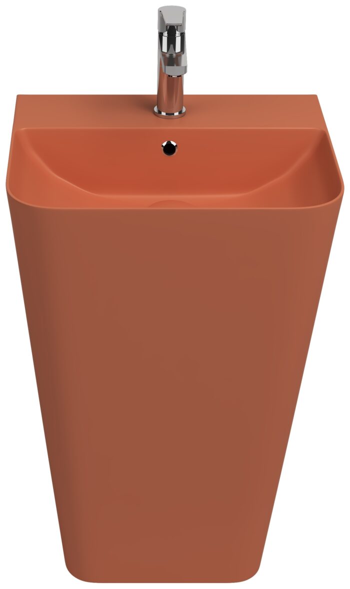 Isvea Sott’Aqua Yerden Monoblok Lavabo 50 cm, Terracotta - 10SQ37001-2U - Monoblok Bütün Lavabo - 1