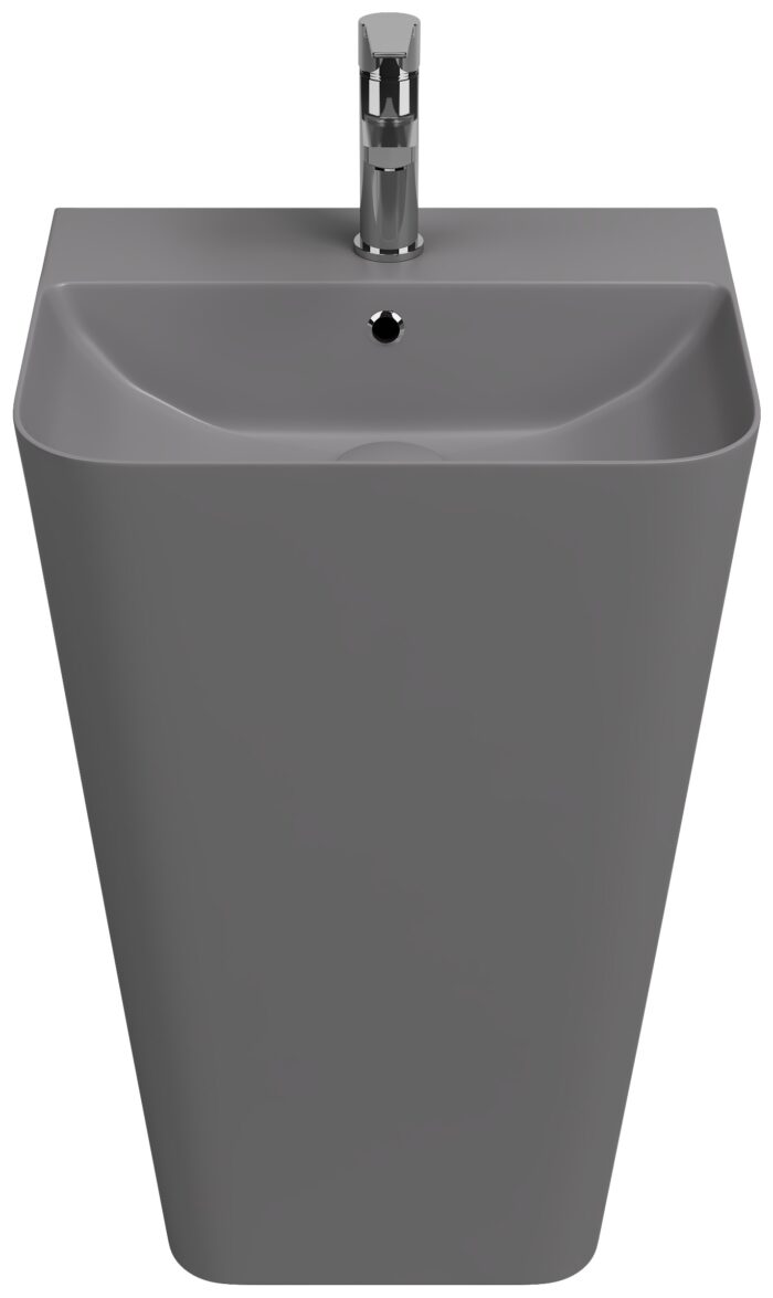 Isvea Sott’Aqua Yerden Monoblok Lavabo 50 cm, Taş Gri - 10SQ37001-2V - Monoblok Bütün Lavabo - 1