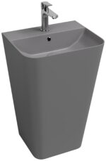 Isvea Sott’Aqua Yerden Monoblok Lavabo 50 cm, Taş Gri - 10SQ37001-2V - Monoblok Bütün Lavabo