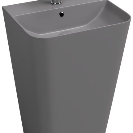 Isvea Sott’Aqua Yerden Monoblok Lavabo 50 cm, Taş Gri - 10SQ37001-2V - Monoblok Bütün Lavabo