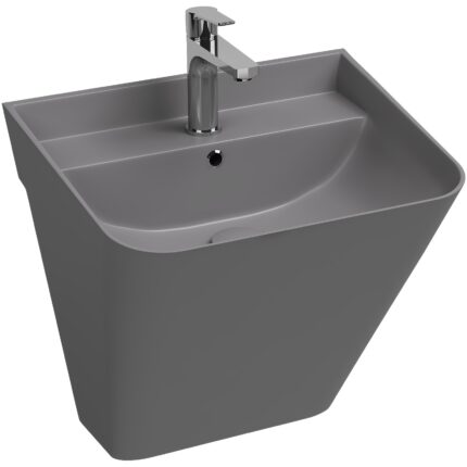 Isvea Sott’Aqua Asma Monoblok Lavabo 50 cm, Taş Gri - 10SQ37002-2V - Monoblok Bütün Lavabo