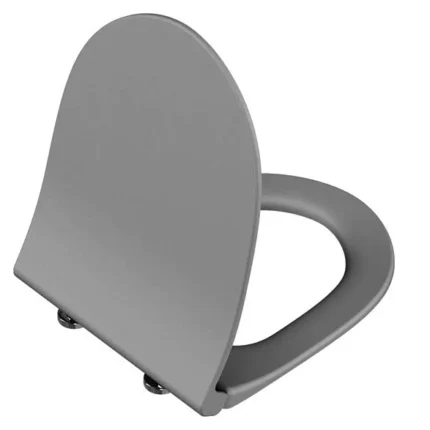 Vitra Sento Klozet Kapağı, Slim, Duroplast, Üstten Sıkmalı, Yavaş Kapanır, Kolay Sök-Tak, Metal Menteşeli, Mat Taş Gri - 120-476R009 - Klozet Kapağı