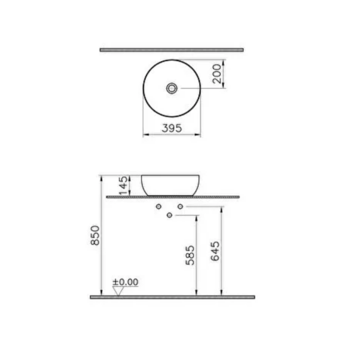 Vitra Outline Çanak Lavabo Yuvarlak, 40x40 cm, Mat Kum Beji - Görsel 2