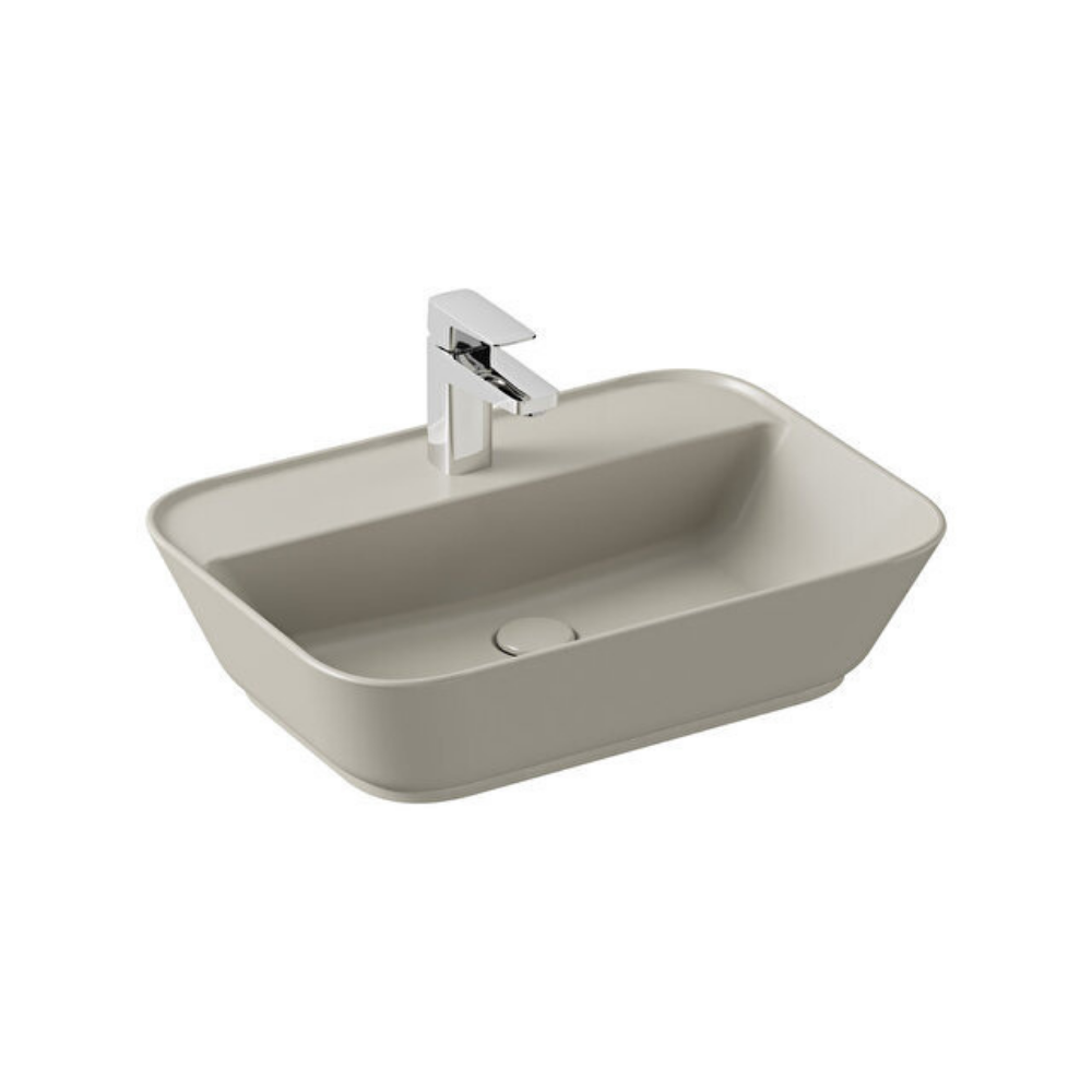 7426B022-0001 Vitra Geo Çanak Lavabo Dikdörtgen, 60x43 cm, Mat Kum Beji - Görsel 1