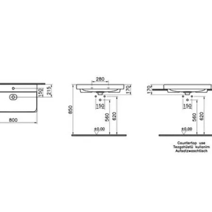 Vitra Metropole Çanak Lavabo Dikdörtgen, 80x47 cm, Beyaz - Görsel 2