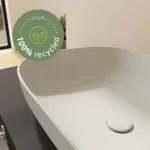 Vitra Outline Recycled Çanak Lavabo Tv Şekilli, 63x42 cm Armatür Deliksiz, Su Taşma Deliksiz, Mat Bej - Görsel 14