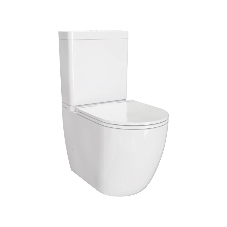 Vitra S55 Round Takım Klozet Seti Kanalsız, Duvara Tam Dayalı, 63 cm, Yavaş Kapanır, Kolay Sök-Tak, Beyaz - 9888B003-7201 - Takım Klozet