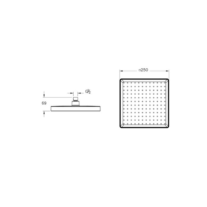 Vitra Core Square Duş Başlığı 1 Fonksiyonlu 25 cm, Soft Altın - Görsel 2