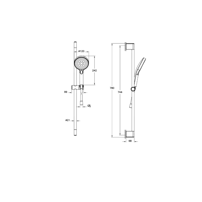 Artema Core Round Sürgülü El Duşu Takımı, 3 Fonksiyonlu 12 cm, Fırçalı Altın - A4591625 - El Duşu Takımı - 1