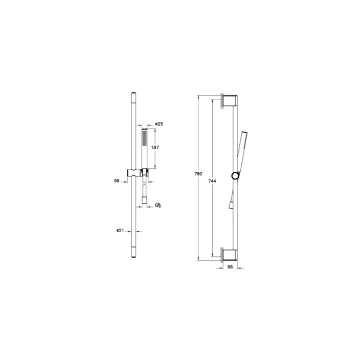 Vitra Prime Round Stick Round Sürgülü El Duşu Takımı, Soft Altın - Görsel 2
