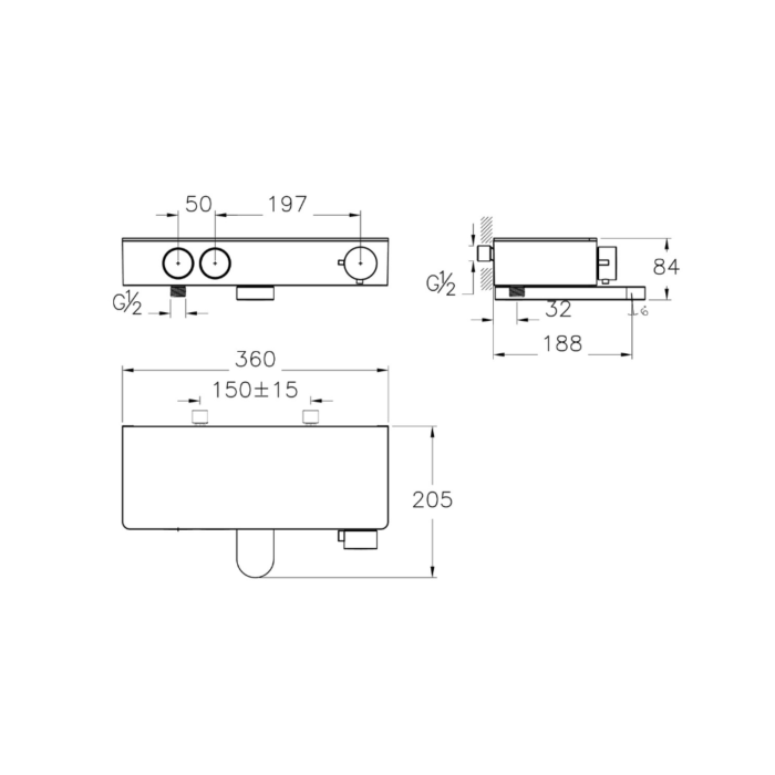 Vitra Core Square Termostatik Banyo Bataryası, Krom - Görsel 2
