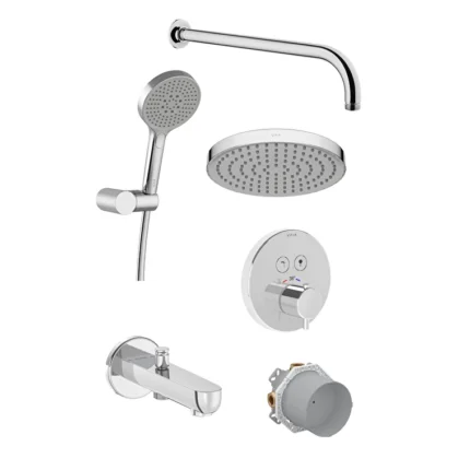 Vitra Aquacontrol Round Ankastre Banyo Seti (A42718, A42806, A45652, A45914, A45912, A43126), Krom - A49328 - Ankastre Duş Setleri