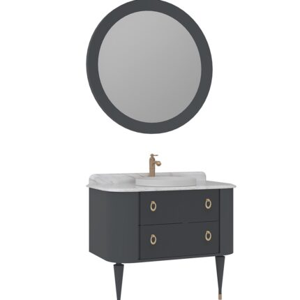 Orka Felice Banyo Dolabı Takımı, 100 cm, Mat Antrasit, Ahşap Ayaklı - FELICE100BDTMAAA - Banyo Dolapları