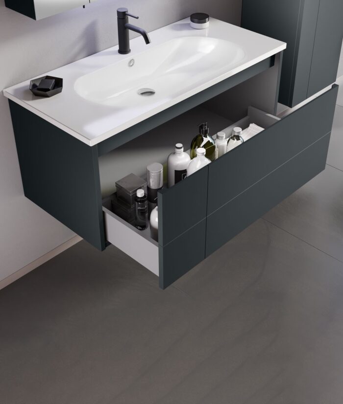 Orka Likya Banyo Dolabı Takımı, 100 cm, Mat Antrasit - LIKYA100BDTMA - Banyo Dolabı Takımı - 1