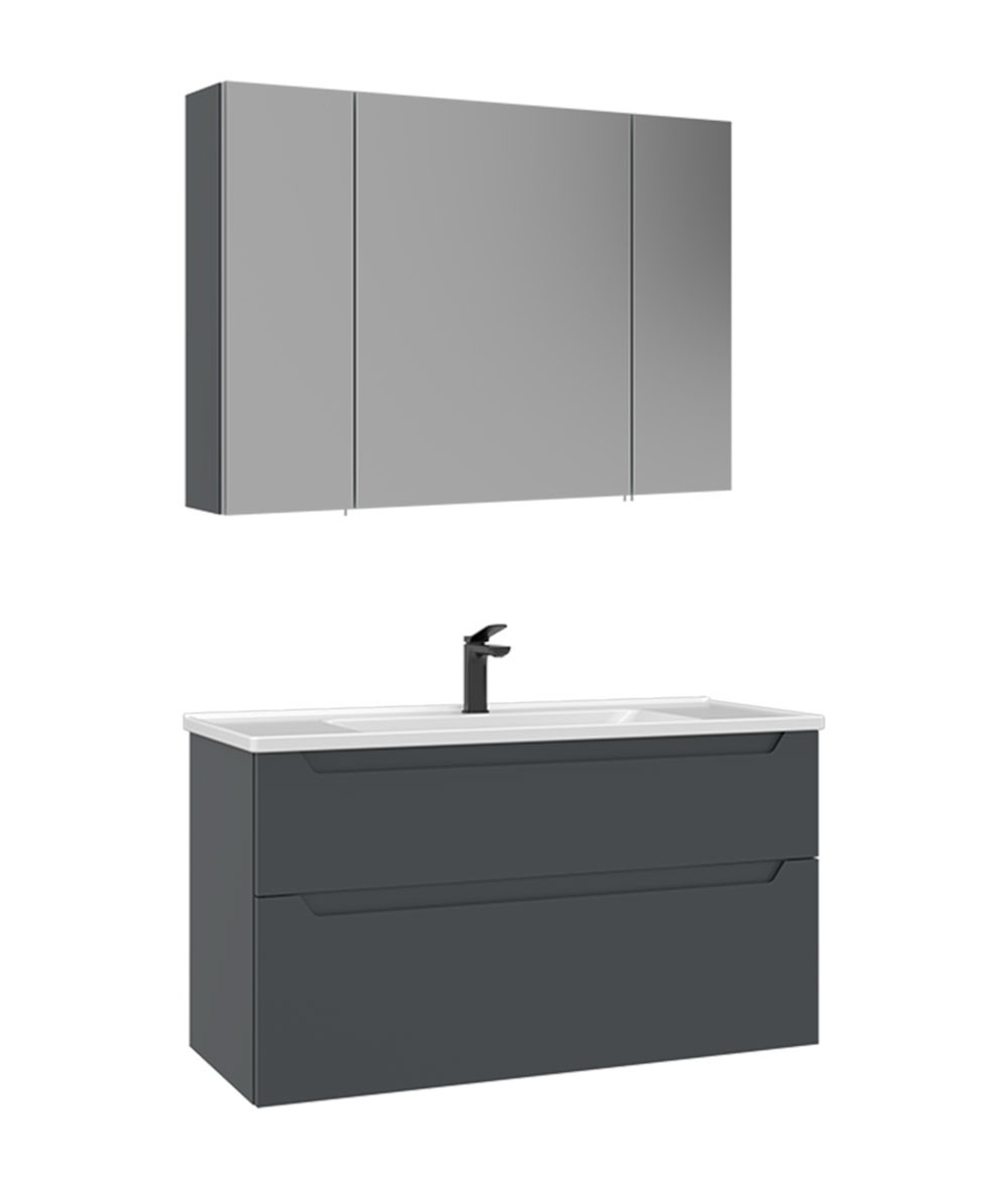 Orka Messina Banyo Dolabı Takımı, 100 cm, Mat Antrasit, Ayna Dolaplı Orka Messina Banyo Dolabı Takımı, 100 cm, Mat Antrasit, Ayna Dolaplı - Görsel 1