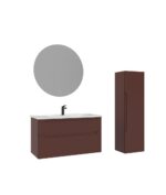 Orka Messina Banyo Dolabı Takımı, 100 cm, Mat Kırmızı, Led Aynalı