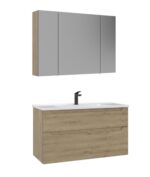 Orka Messina Banyo Dolabı Takımı, 100 cm, Meşe, Ayna Dolaplı